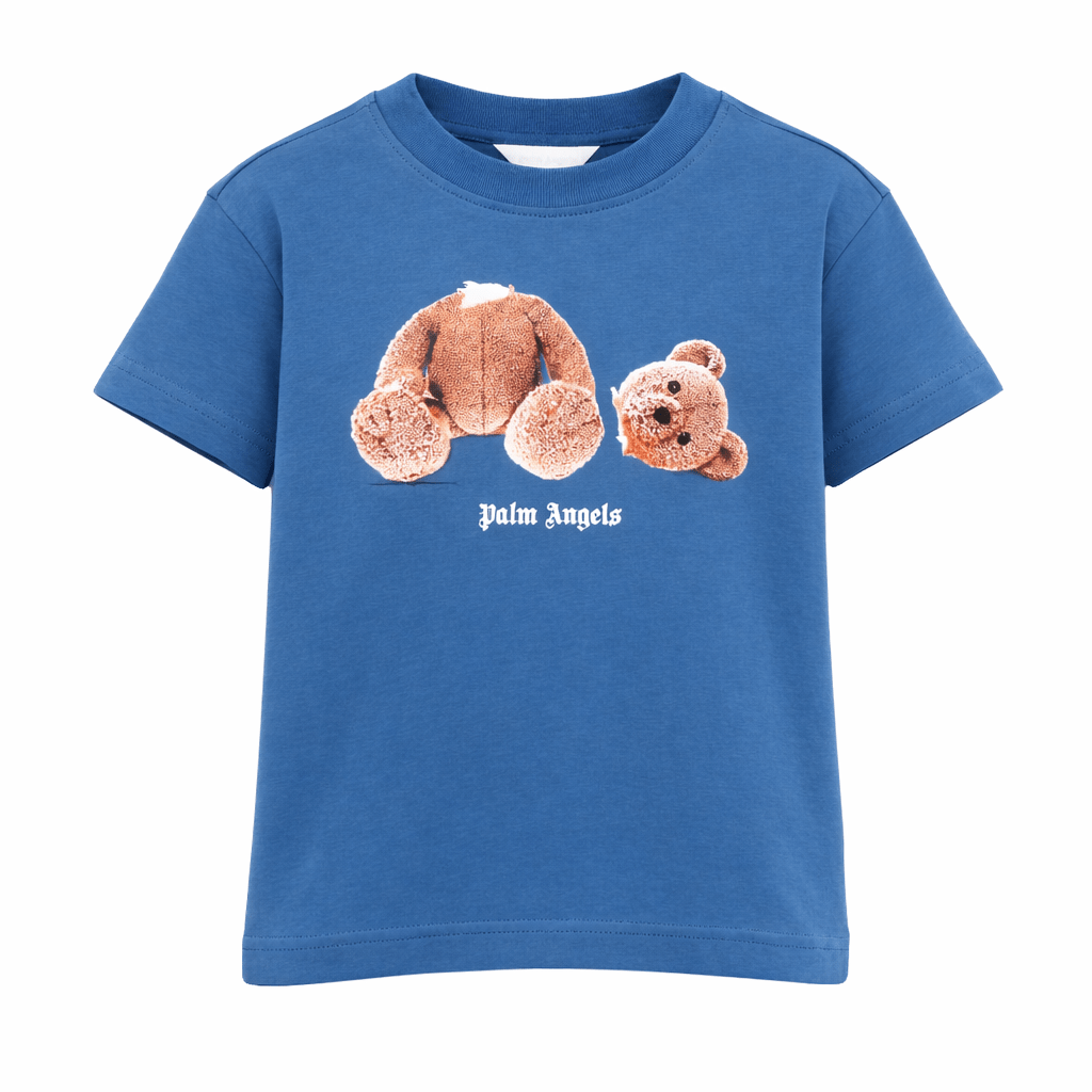 T-shirt per bambino Palm Angels Kids blu con caratteristica stampa grafica - Rubino Kids
