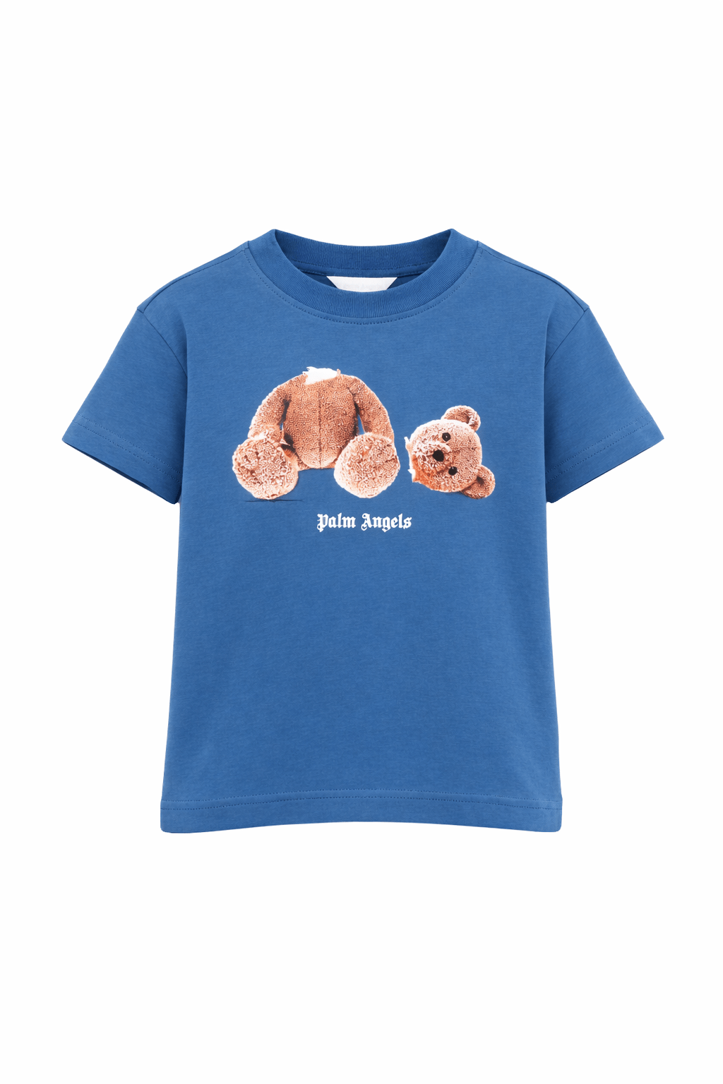 T-shirt per bambino Palm Angels Kids blu con caratteristica stampa grafica - Rubino Kids