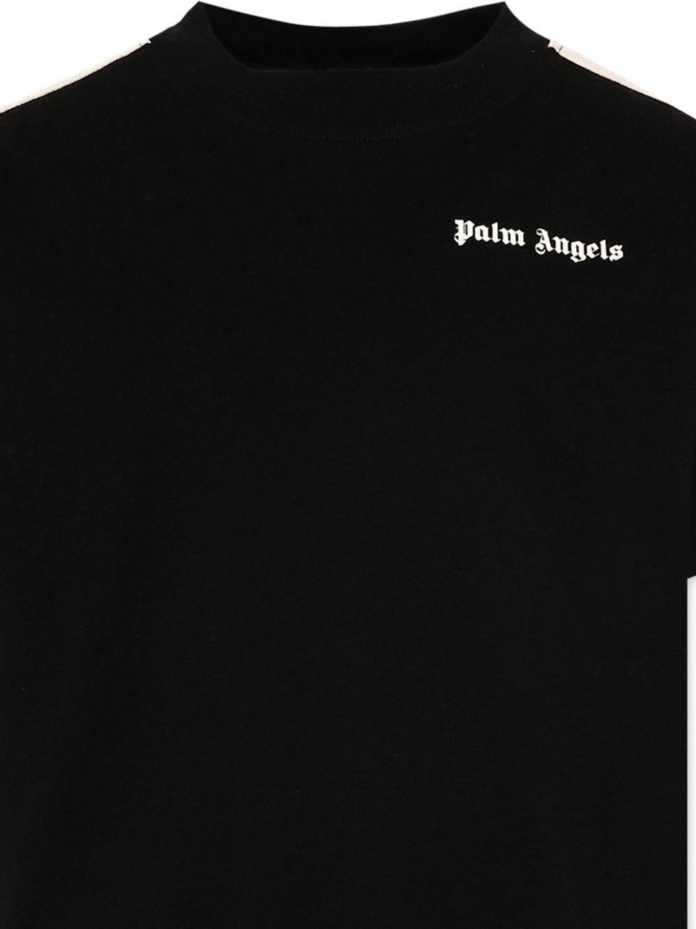 T-shirt per bambino Palm Angels Kids nera con logo sul davanti - Rubino Kids