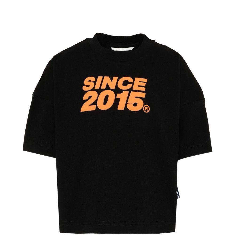 T-shirt per bambino Palm Angels Kids nera con stampa grafica sul retro - Rubino Kids