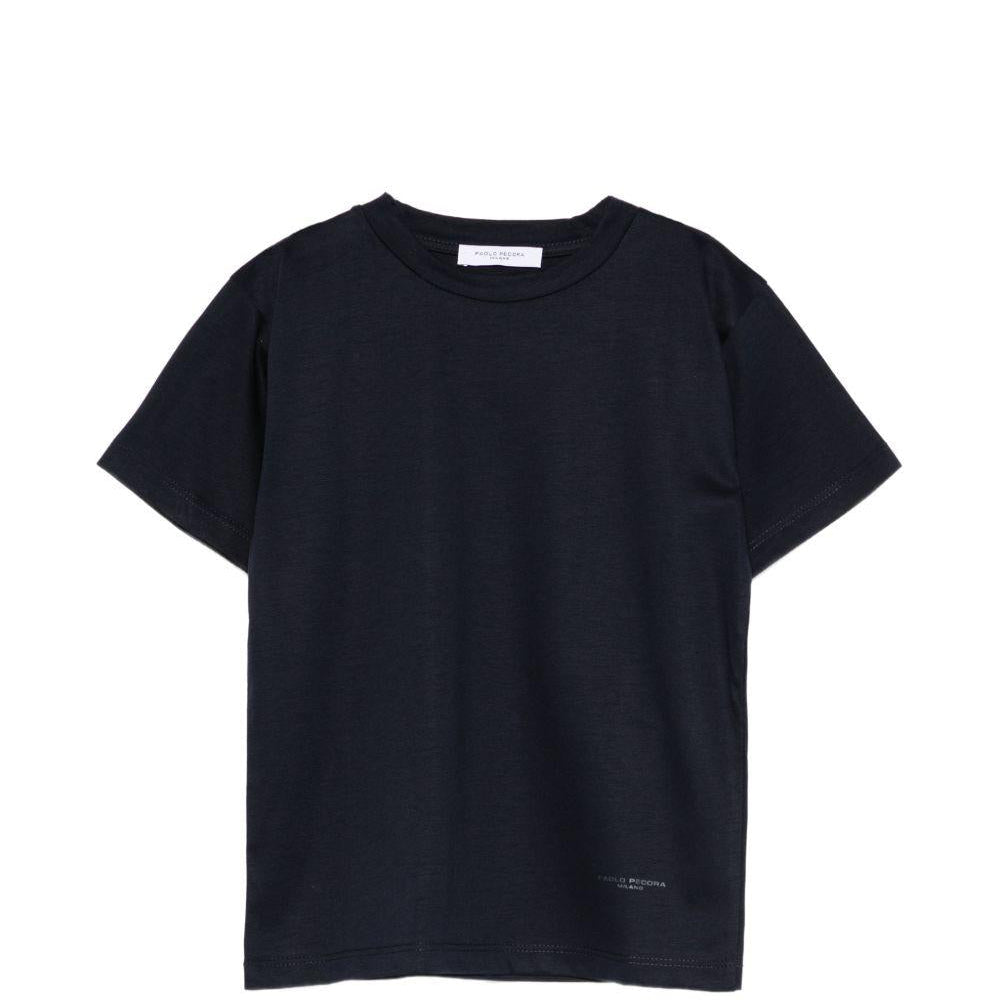 T-shirt per bambino Paolo Pecora Kids blu con maniche corte - Rubino Kids