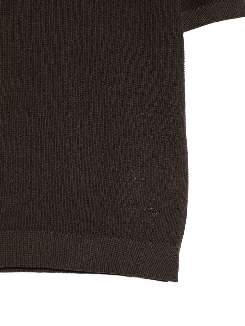 T-shirt per bambino Paolo Pecora Kids marrone con scollo a V - Rubino Kids