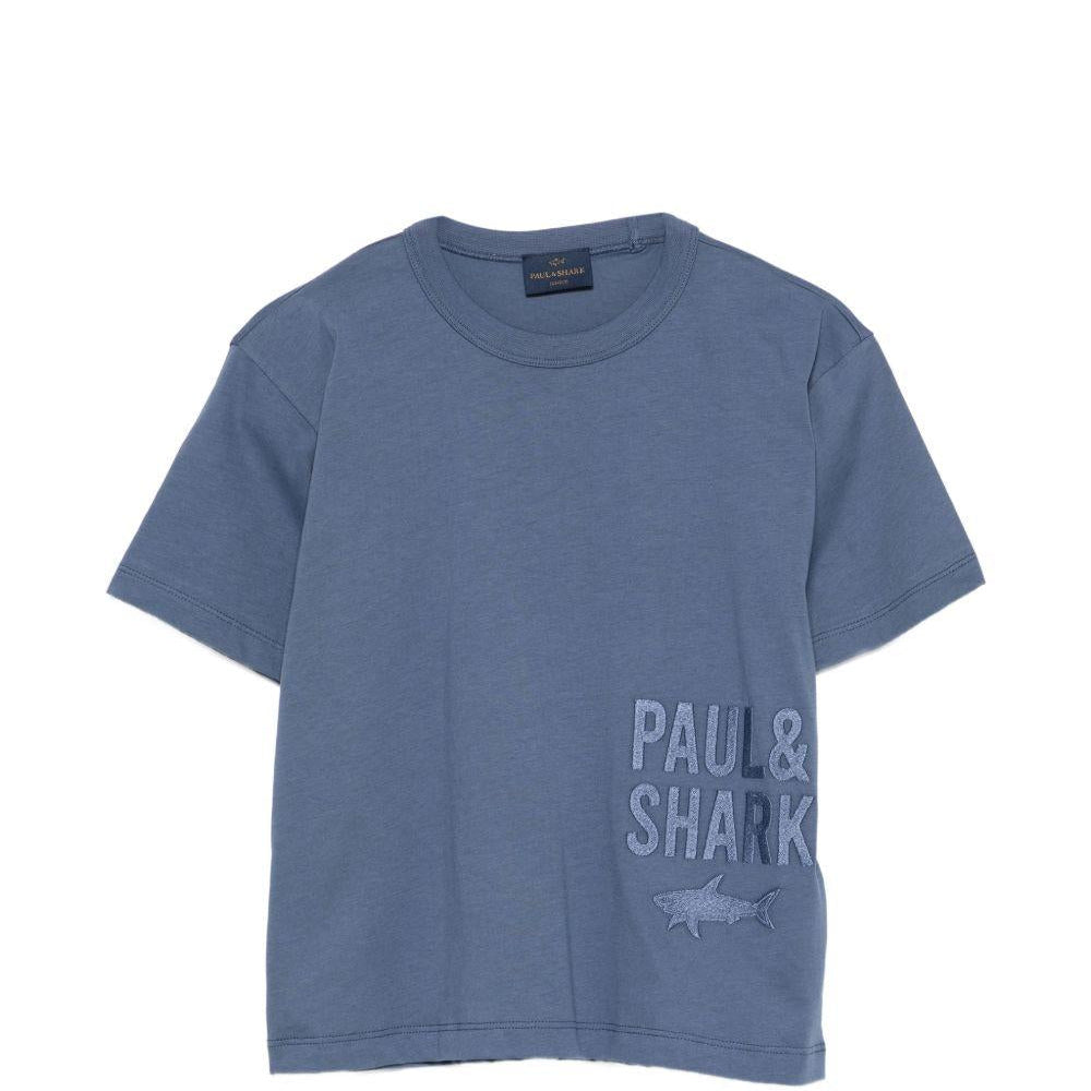 T-shirt per bambino Paul & Shark Kids blu con logo sul davanti - Rubino Kids