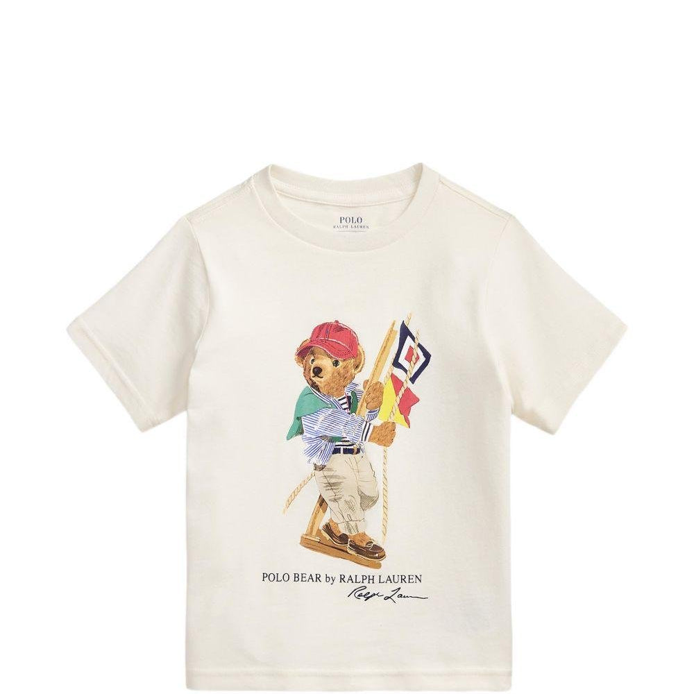 T-shirt per bambino Polo Ralph Lauren Kids bianca con stampa grafica Polo Bear - Rubino Kids