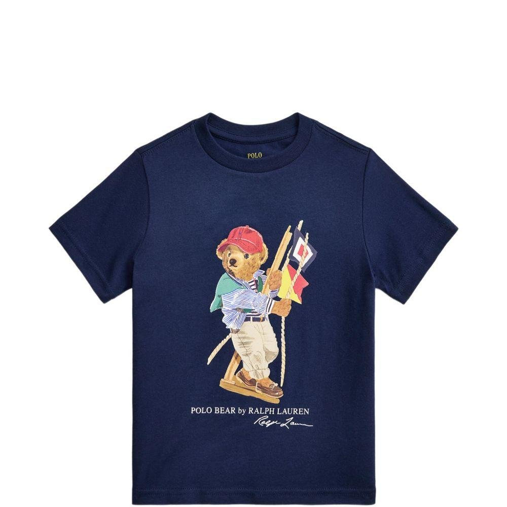 T-shirt per bambino Polo Ralph Lauren Kids blu con stampa Polo Bear - Rubino Kids