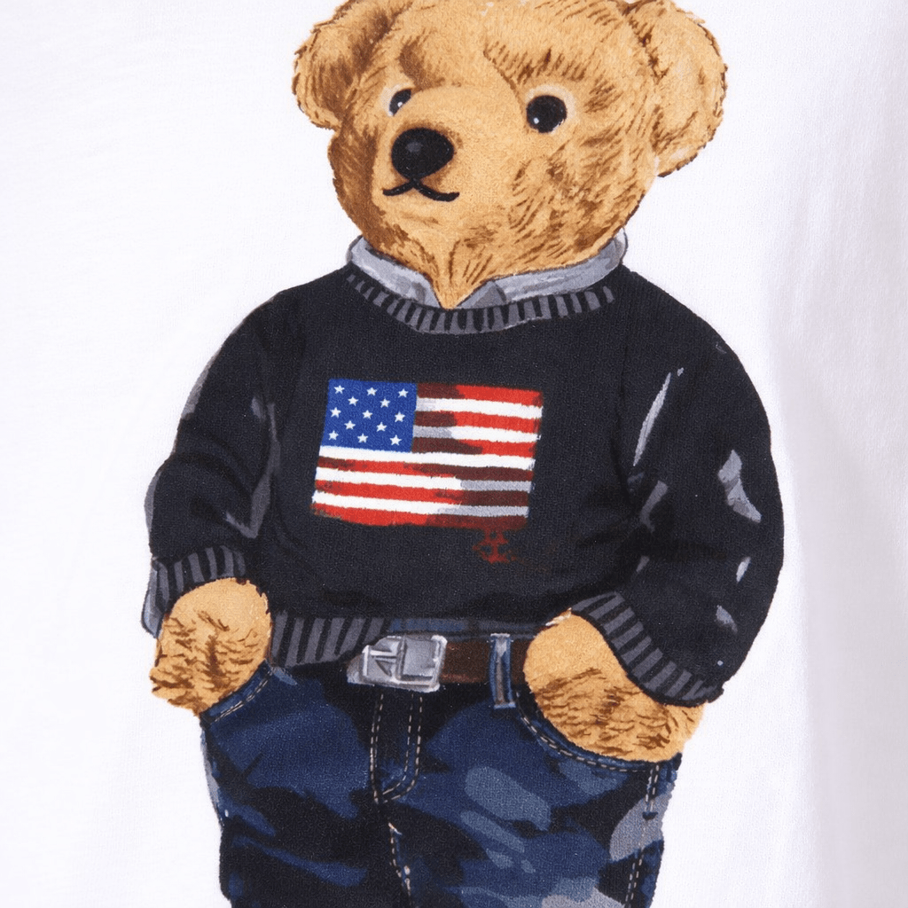 T-shirt per bambino POLO RALPH LAUREN KIDS Polo Bear bianco girocollo - Rubino Kids
