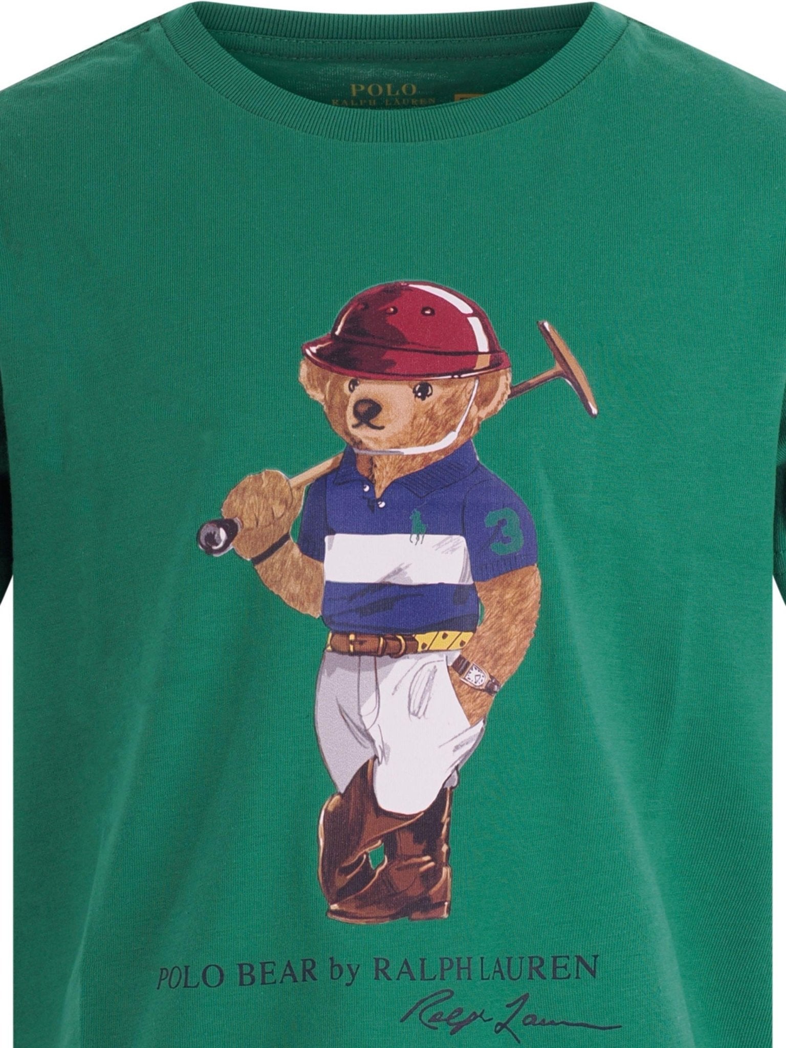 T-shirt per bambino Ralph Lauren Kids verde con stampa grafica sul davanti - Rubino Kids