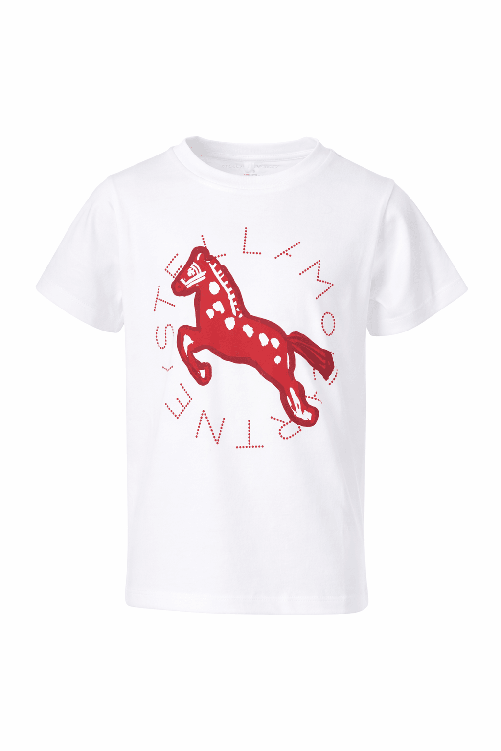 T-shirt per bambino Stella McCartney Kids bianca con stampa cavallo sul davanti - Rubino Kids