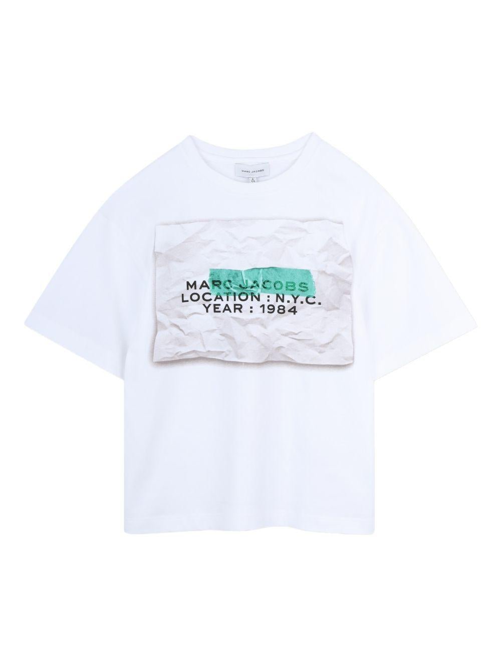 T-shirt per bambino The Marc Jacobs Kids bianca con stampa grafica - Rubino Kids