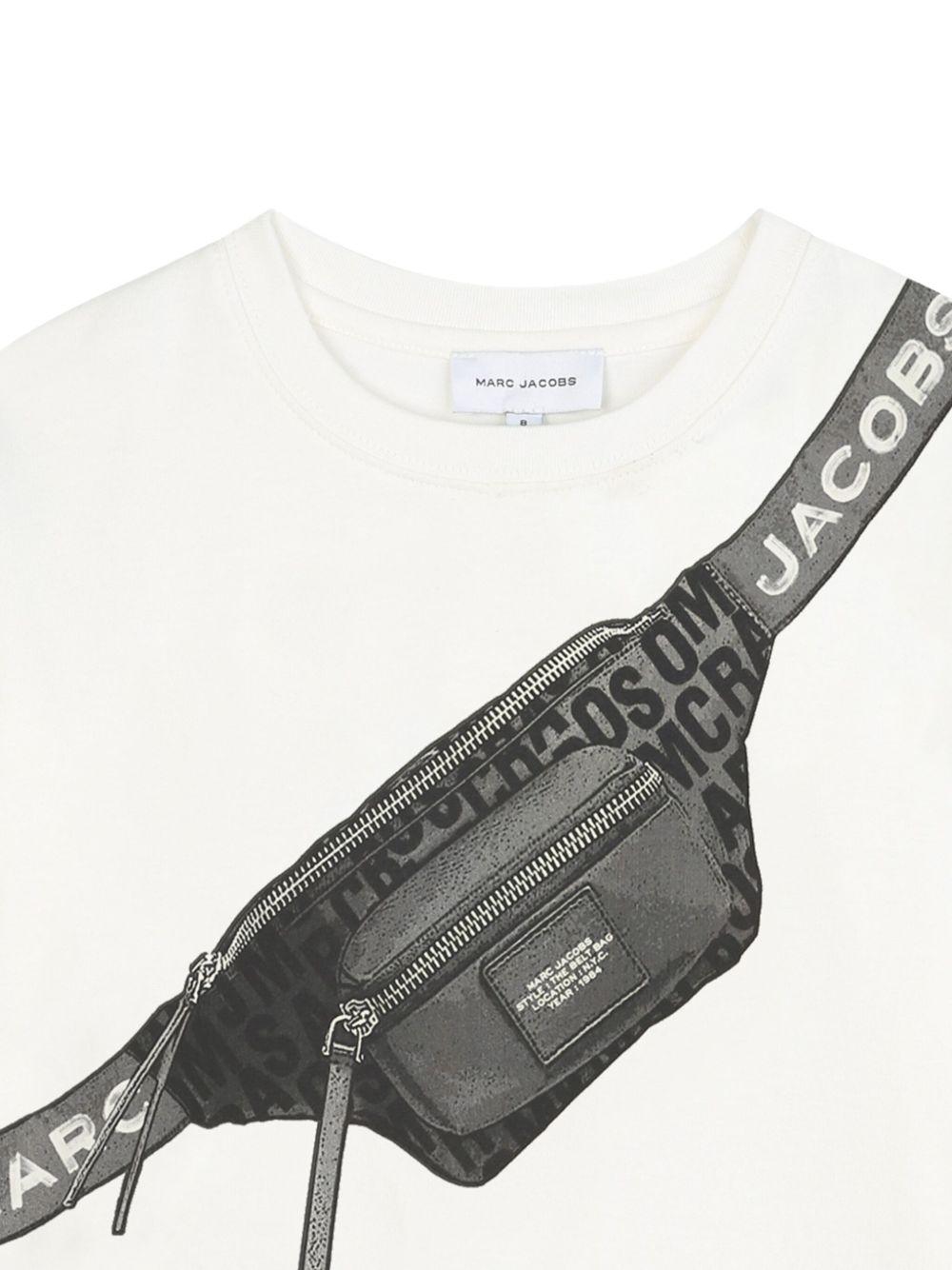 T-shirt per bambino The Marc Jacobs Kids bianco a maniche lunghe con stampa trompe l'oeil - Rubino Kids