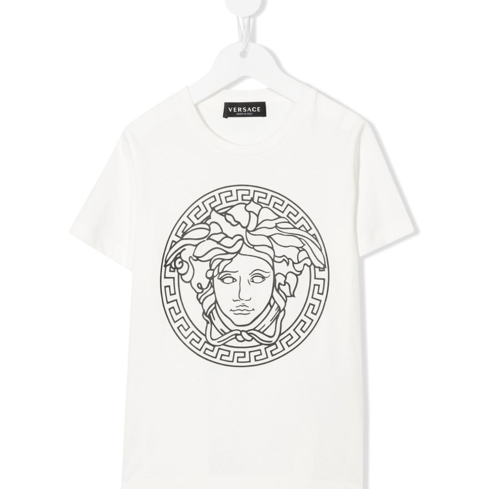 T-shirt per bambino Versace Kids Medusa bianco con stampa Medusa - Rubino Kids