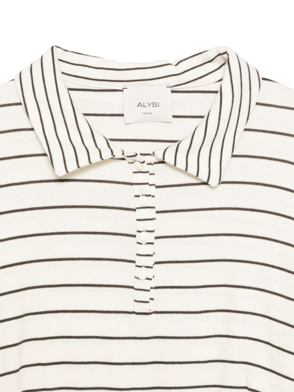 T-shirt per donna Alysi bianca con design a righe nere - Rubino Kids