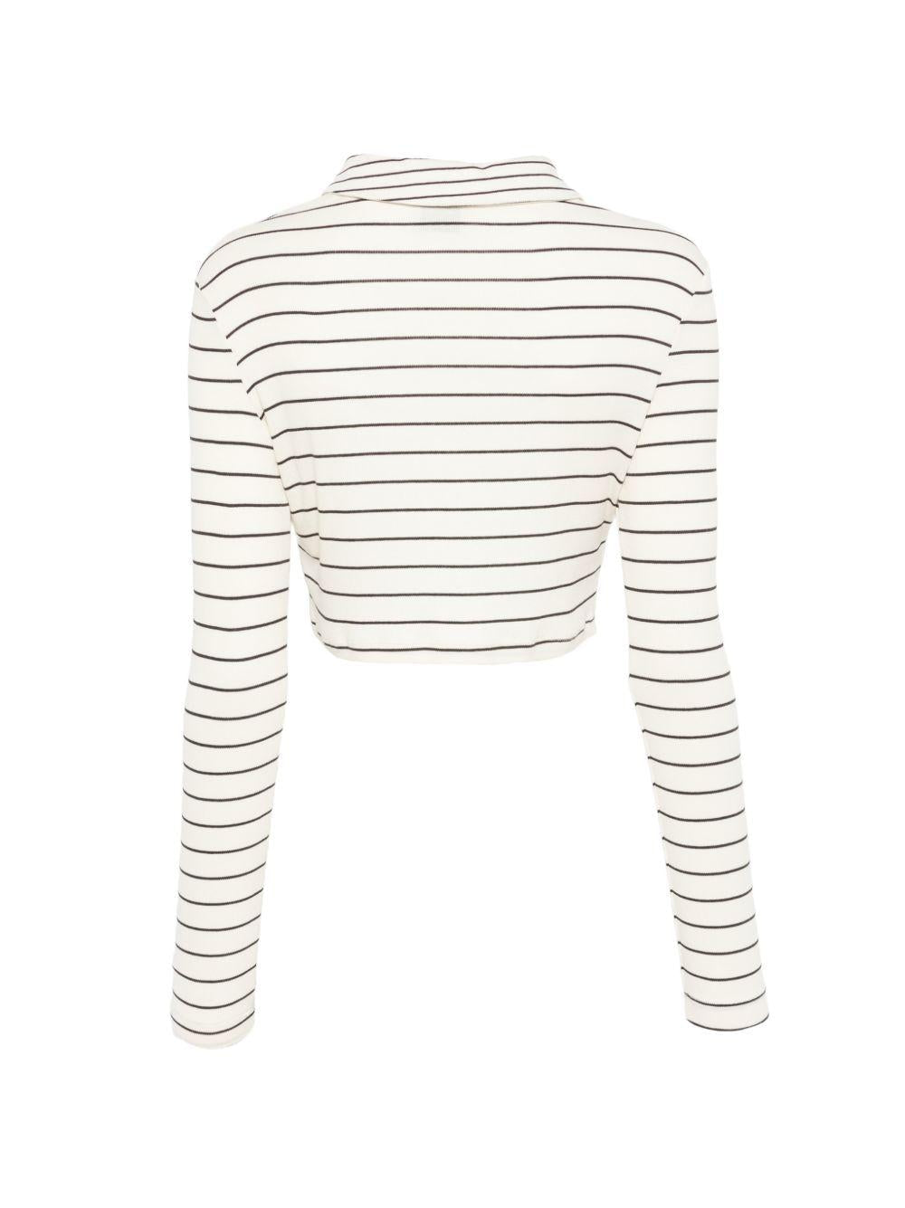 T-shirt per donna Alysi bianca con design a righe nere - Rubino Kids