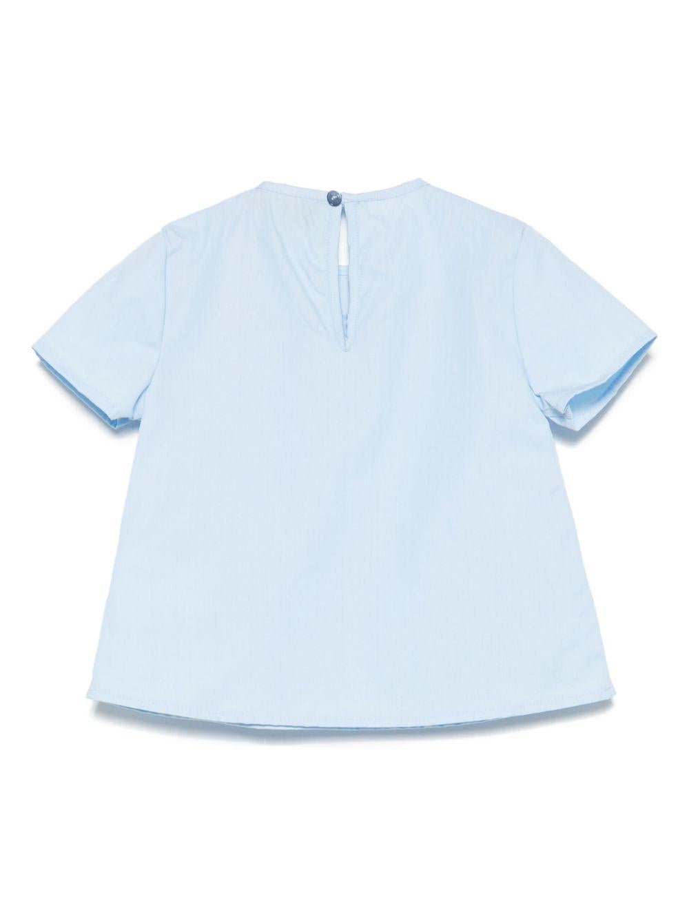 T-shirt per neonata A'lapage azzurro in cotone con dettaglio fiocchi - Rubino Kids