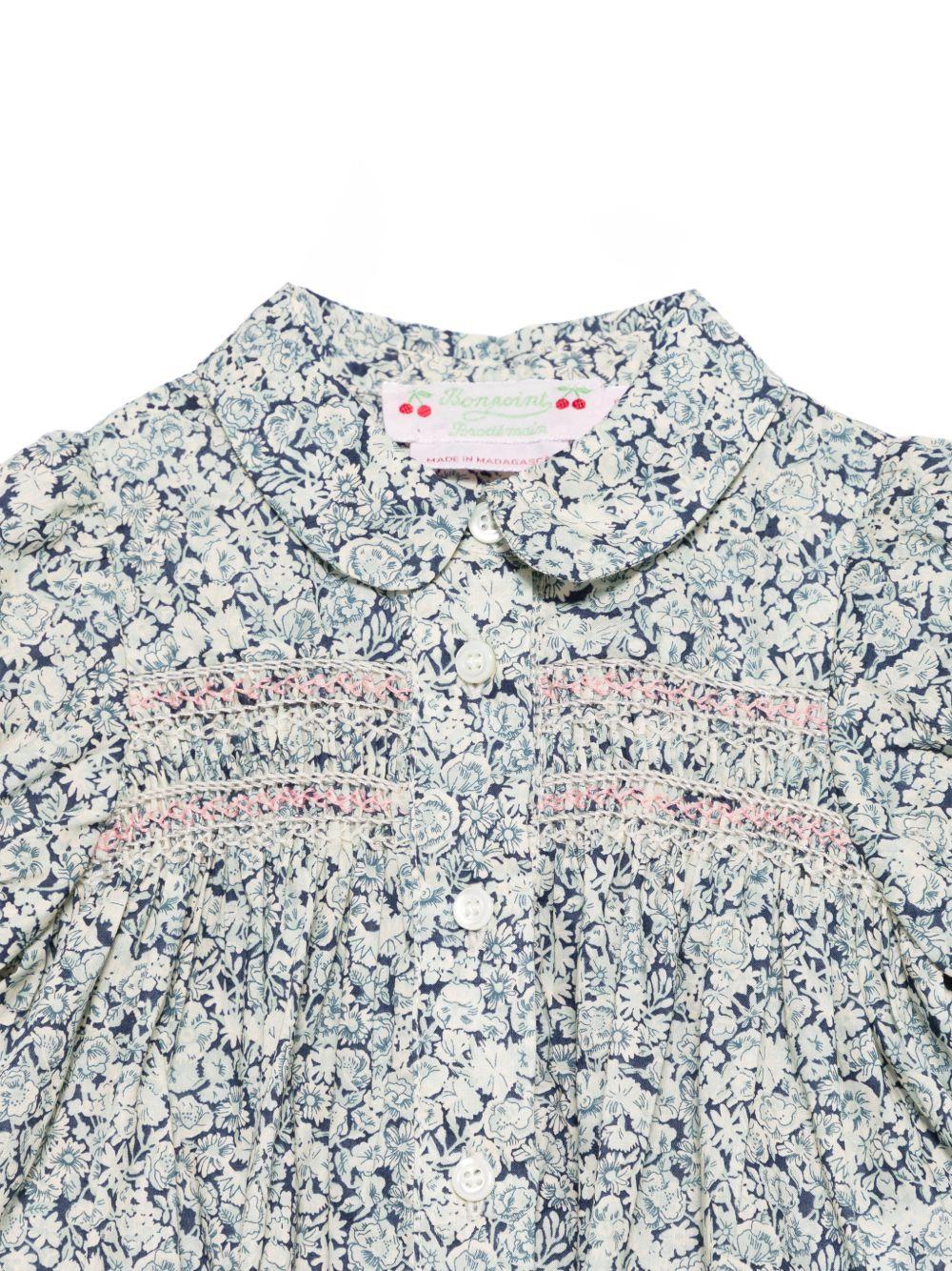 T-shirt per neonata Bonpoint blu con stampa a fiori - Rubino Kids