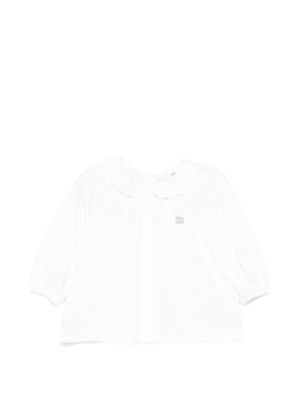 T-shirt per neonata Douuod Kids bianca con colletto alla Peter Pan - Rubino Kids