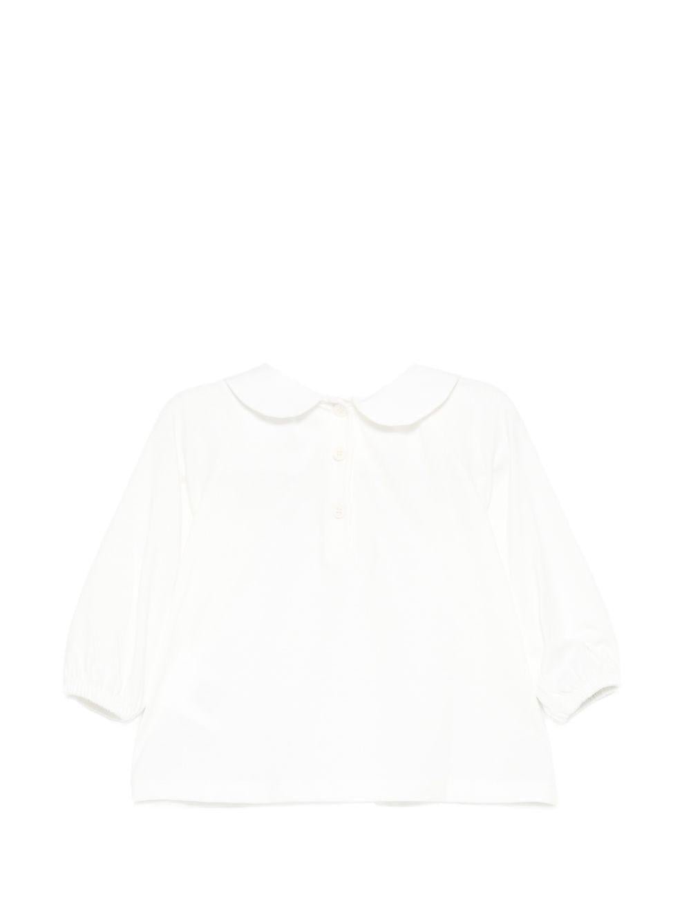 T-shirt per neonata Douuod Kids bianca con colletto alla Peter Pan - Rubino Kids