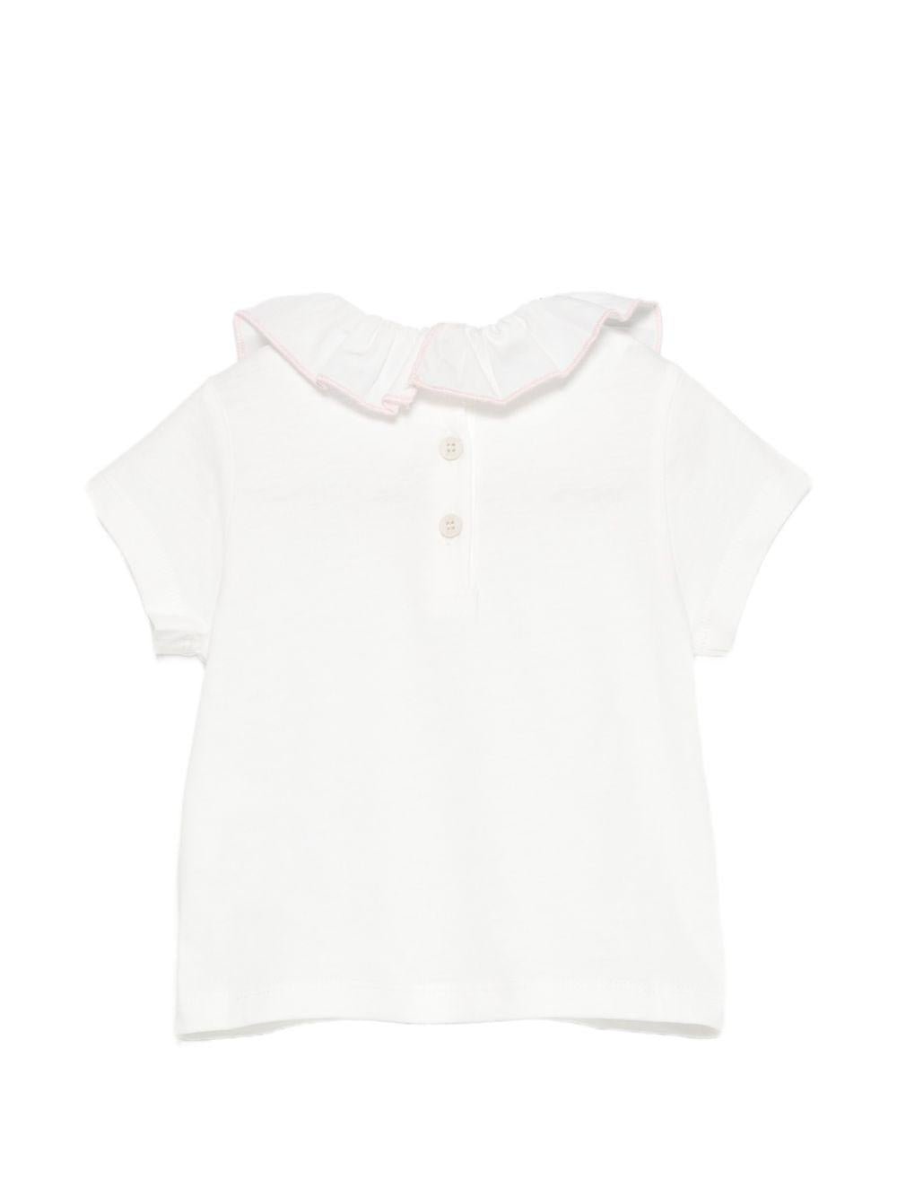 T-shirt per neonata Douuod Kids bianca con ruches - Rubino Kids