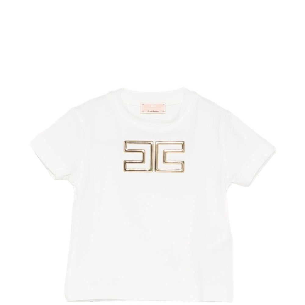 T-shirt per neonata Elisabetta Franchi La Mia Bambina bianca con dettaglio logo - Rubino Kids