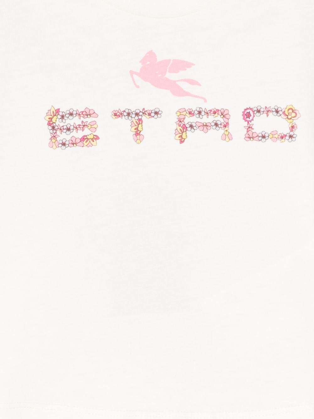 T-shirt per neonata Etro Kids beige con dettagli floreali - Rubino Kids