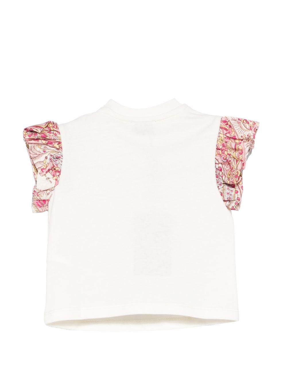 T-shirt per neonata Etro Kids beige con dettagli floreali - Rubino Kids