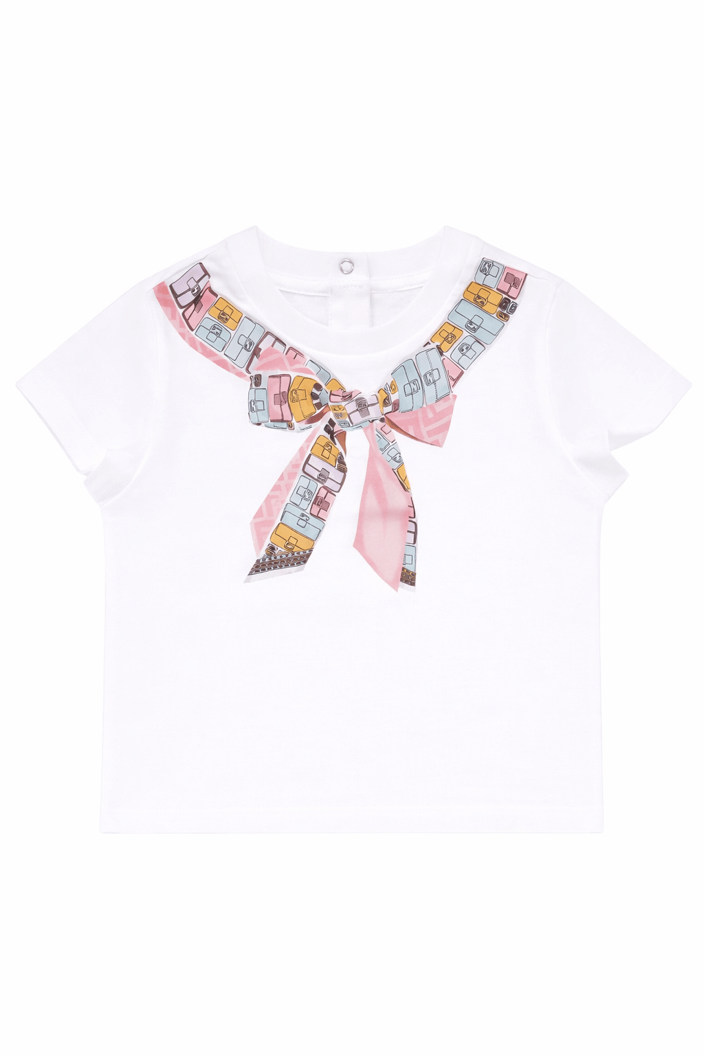 T-shirt per neonata Fendi Kids bianca con stampa a fiocco - Rubino Kids