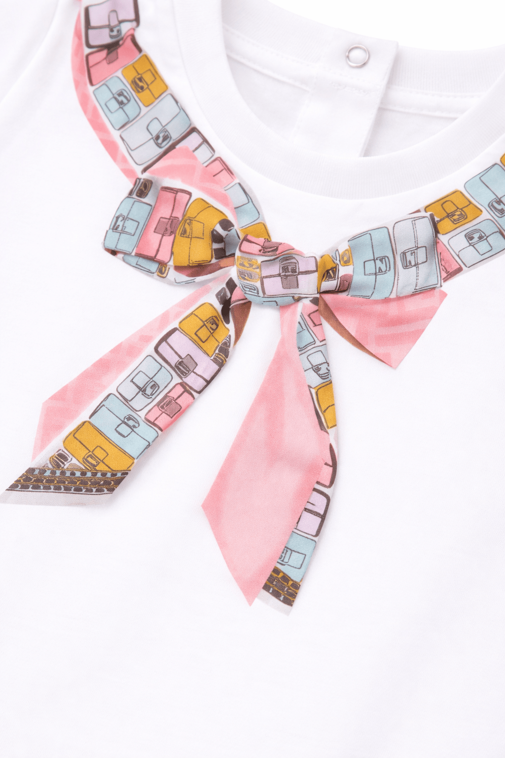 T-shirt per neonata Fendi Kids bianca con stampa a fiocco - Rubino Kids