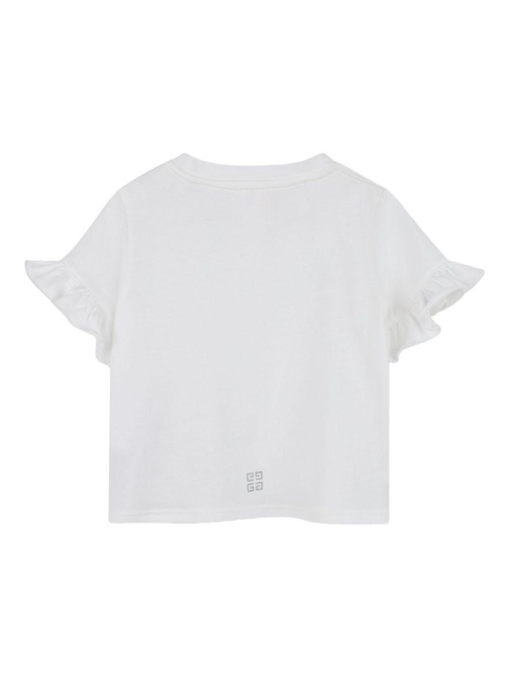 T-shirt per neonata Givenchy Kids bianco con maniche increspate - Rubino Kids