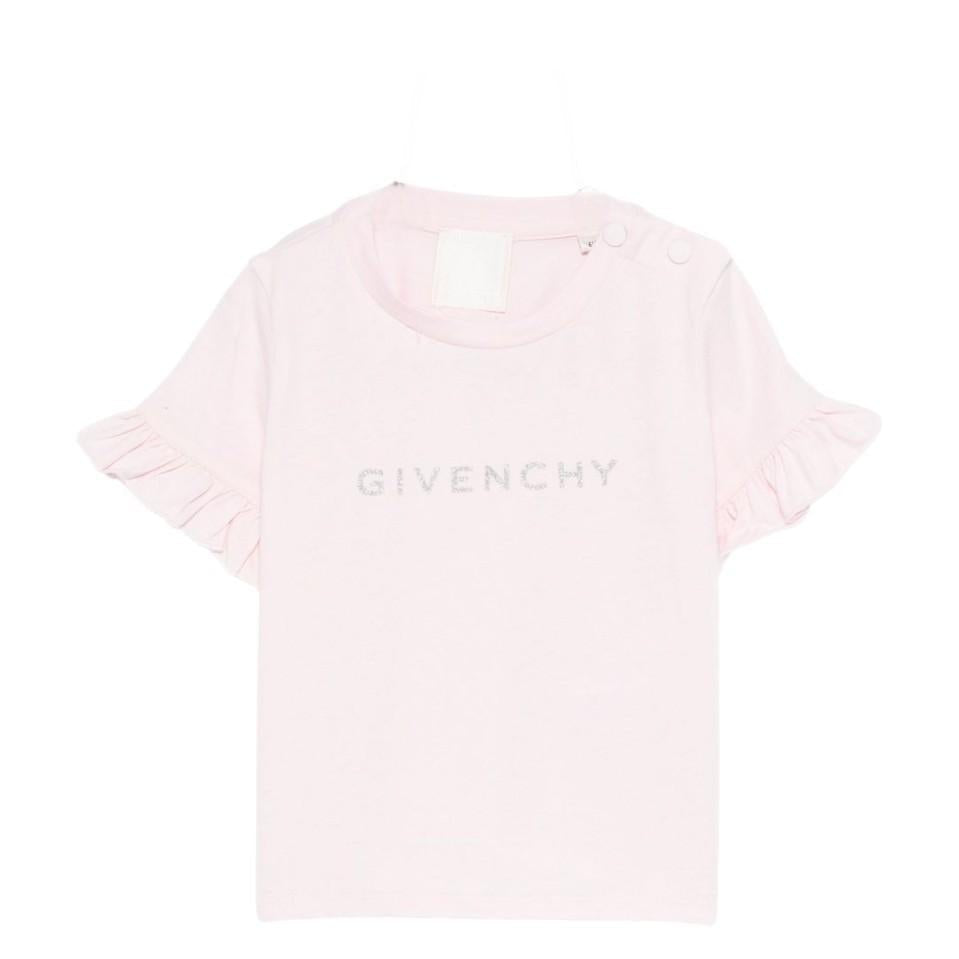 T-shirt per neonata Givenchy Kids rosa con maniche arricciate - Rubino Kids