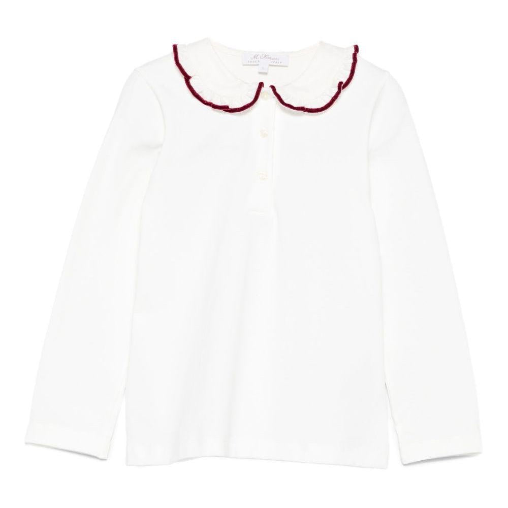 T-shirt per neonata Mariella Ferrari bianco con rifiniture bordeaux - Rubino Kids