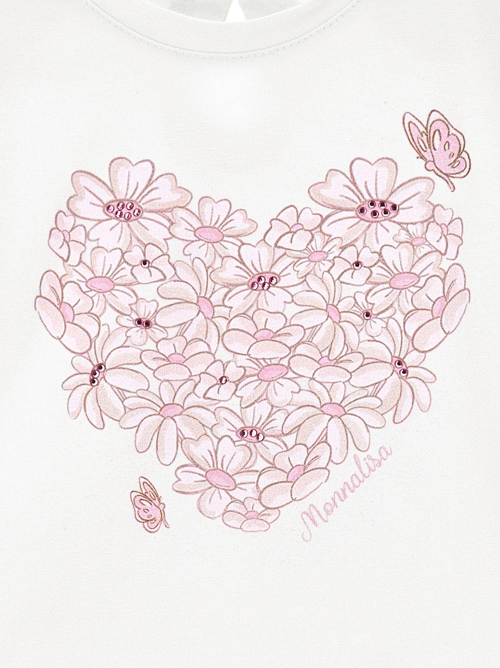 T-shirt per neonata Monnalisa bianca con stampa cuore sul davanti - Rubino Kids