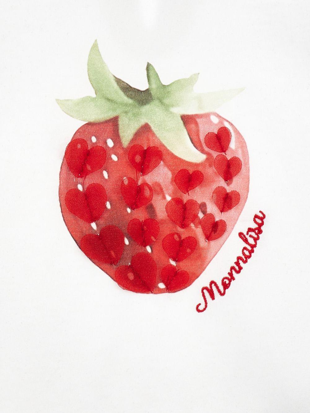 T-shirt per neonata Monnalisa bianca con stampa fragola - Rubino Kids