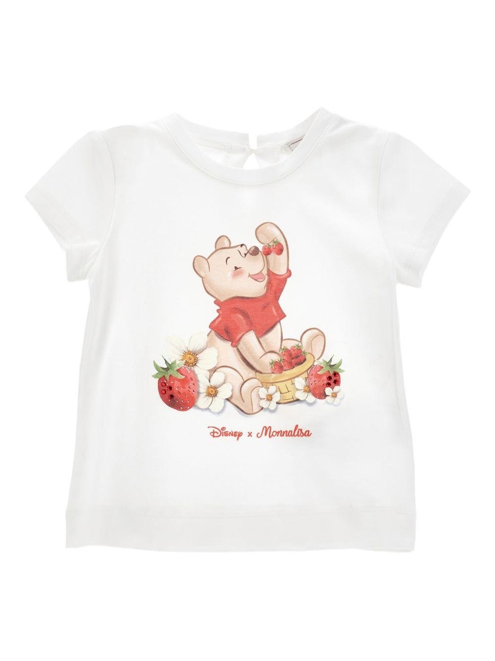 T-shirt per neonata Monnalisa x Disney bianca con stampa grafica Winnie the Pooh - Rubino Kids