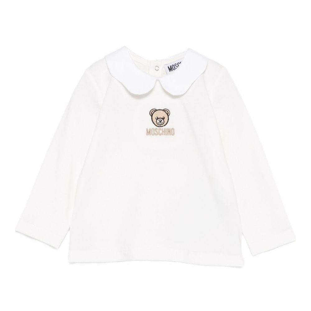 T-shirt per neonata Moschino Kids bianco con ricamo orsetto - Rubino Kids