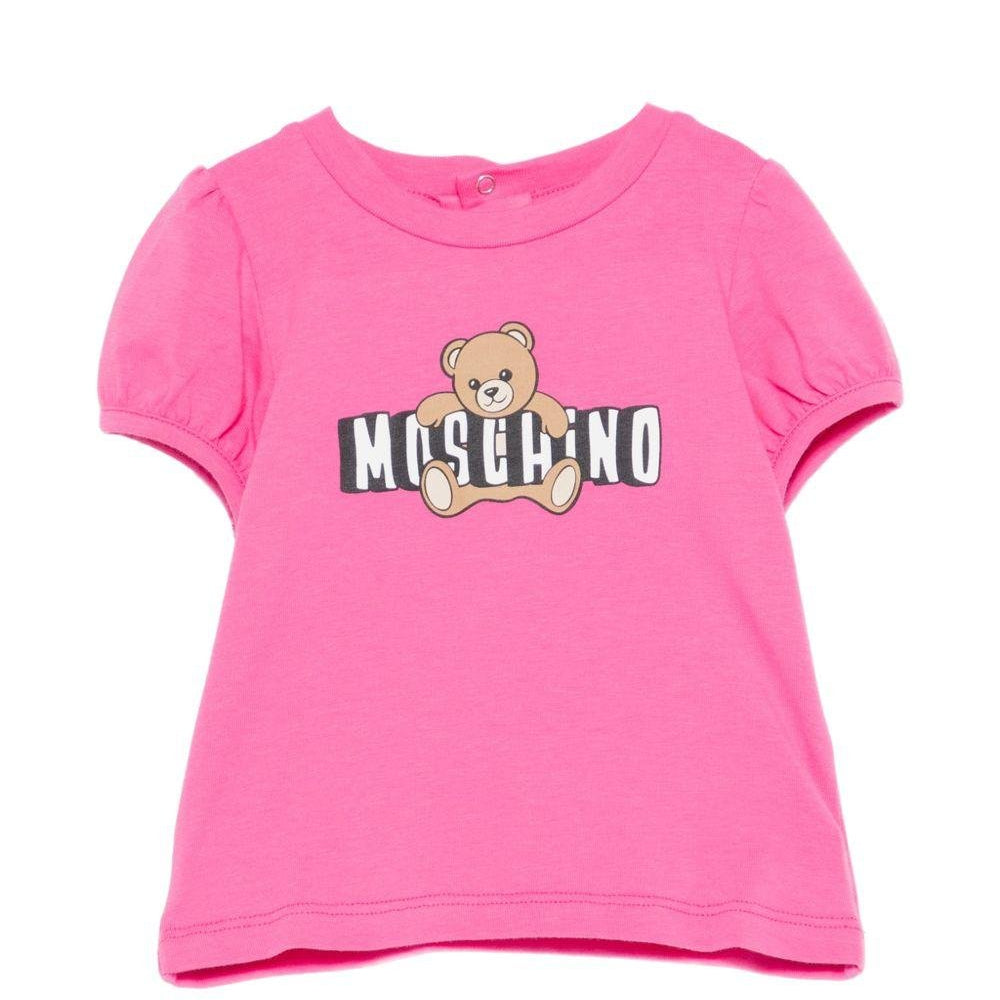 T-shirt per neonata Moschino Kids fucsia con maniche a palloncino - Rubino Kids