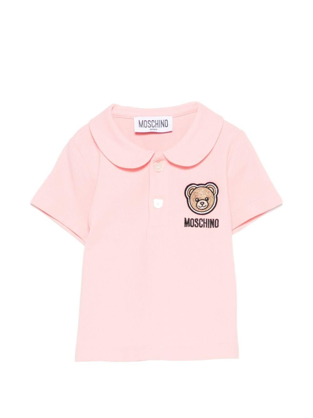 T-shirt per neonata Moschino Kids rosa con colletto alla Peter Pan - Rubino Kids