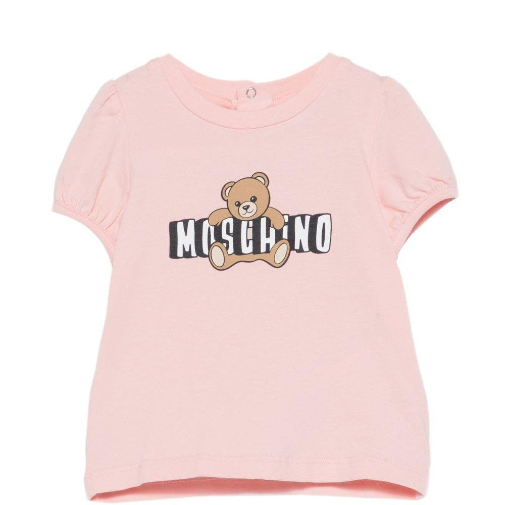 T-shirt per neonata Moschino Kids rosa con maniche a palloncino - Rubino Kids