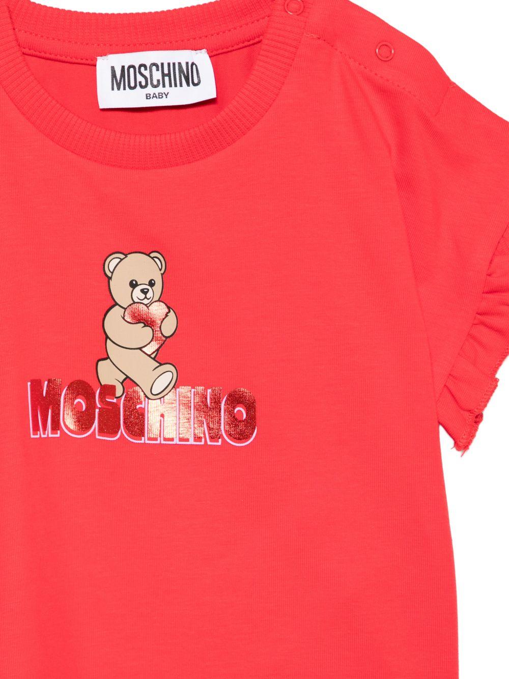 T-shirt per neonata Moschino Kids rossa con ruches - Rubino Kids