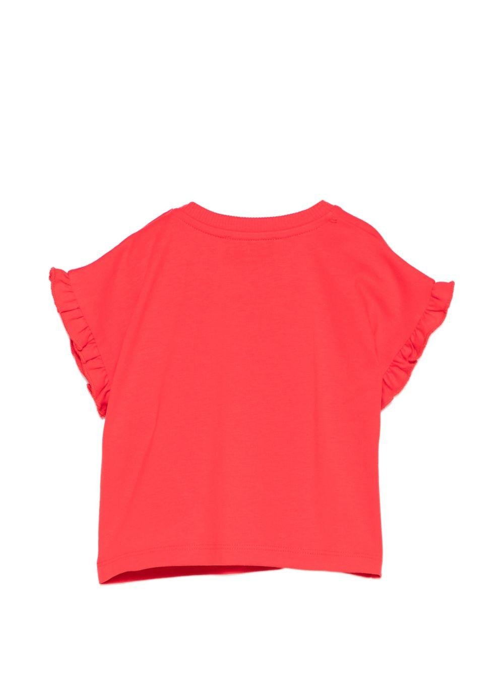 T-shirt per neonata Moschino Kids rossa con ruches - Rubino Kids