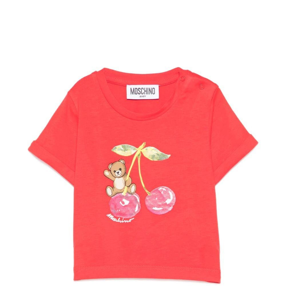 T-shirt per neonata Moschino Kids rossa con stampa Cherry - Rubino Kids