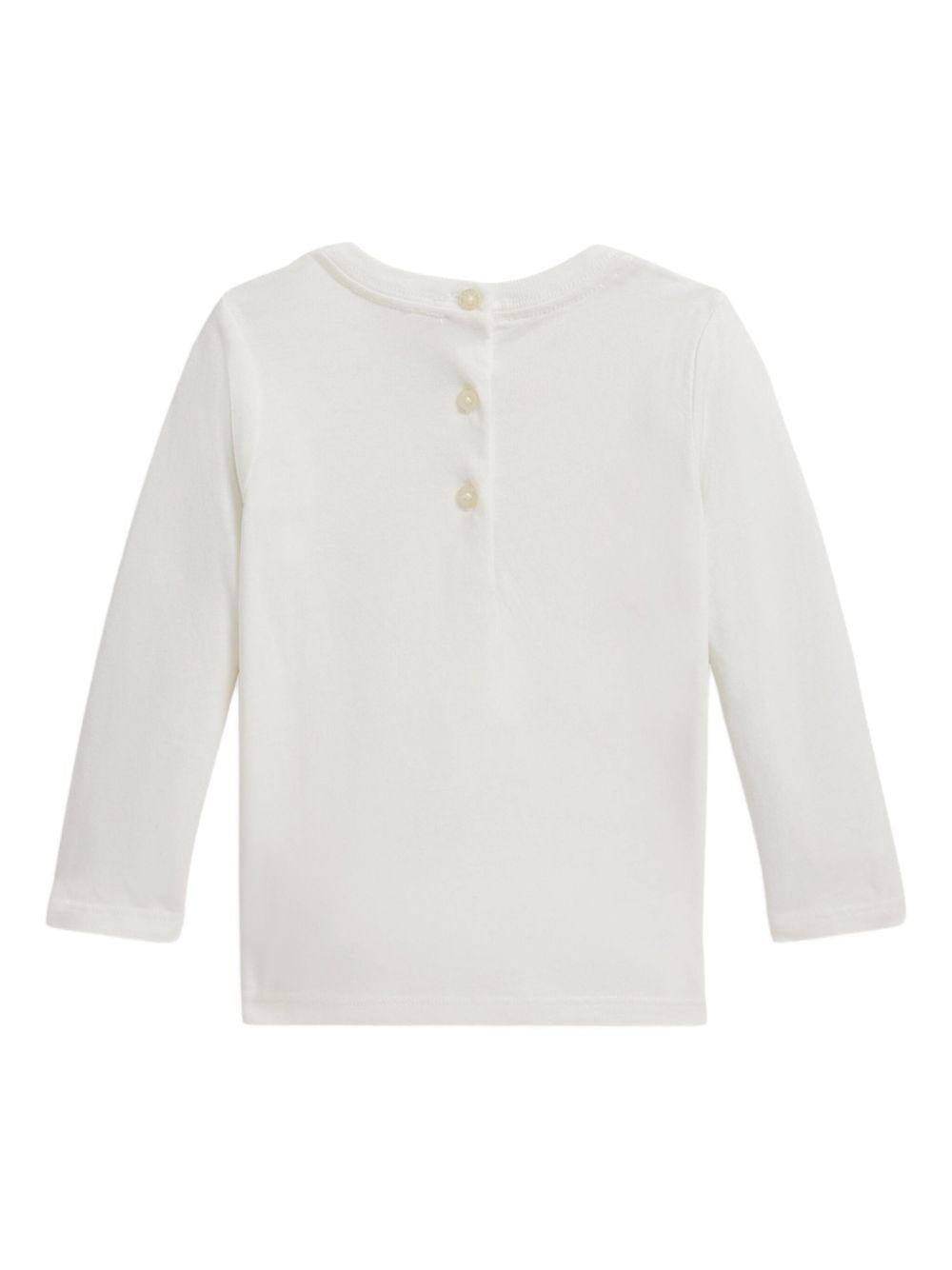 T-shirt per neonata Polo Ralph Lauren Kids bianca con stampa Polo Bear - Rubino Kids