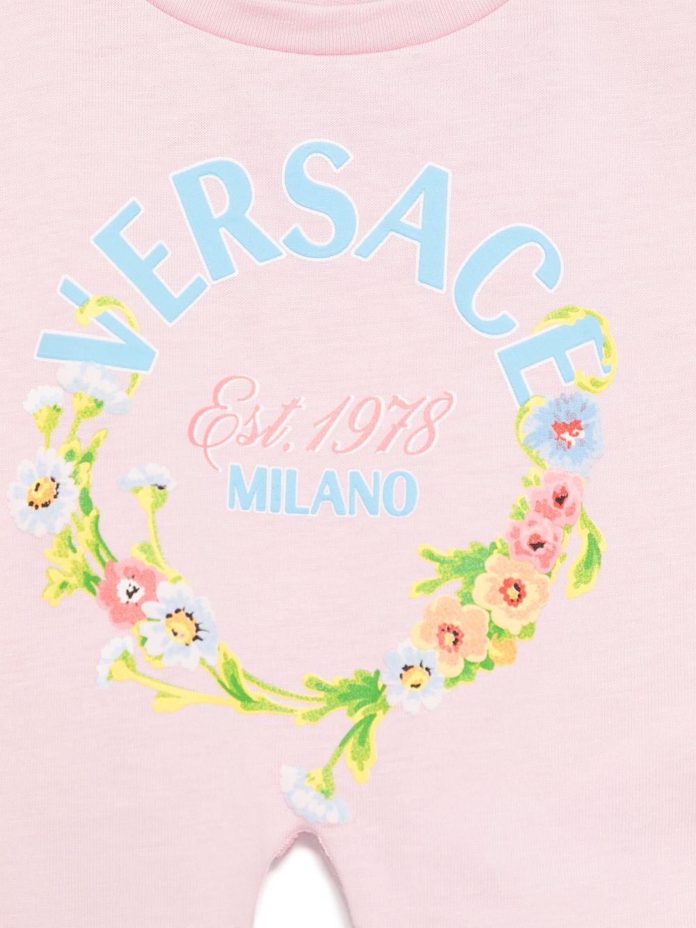 T-shirt per neonata Versace Kids rosa con stampa logo - Rubino Kids