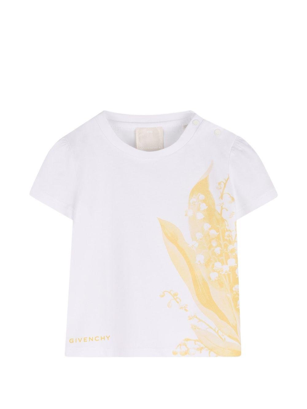 T-shirt per neonati Givenchy Kids bianca con stampa grafica - Rubino Kids