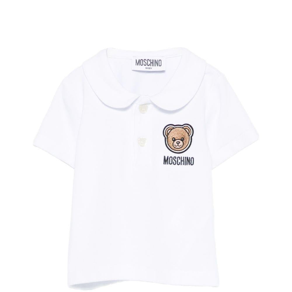 T-shirt per neonati Moschino Kids bianca con colletto alla Peter Pan - Rubino Kids
