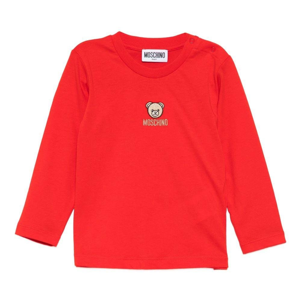 T-shirt per neonati Moschino Kids rossa con logo Teddy Bear sul davanti - Rubino Kids