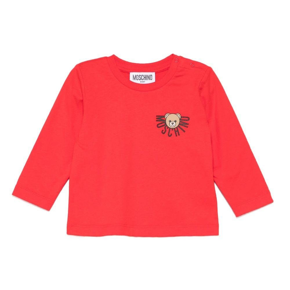 T-shirt per neonati Moschino Kids rosso con motivo Teddy Bear - Rubino Kids