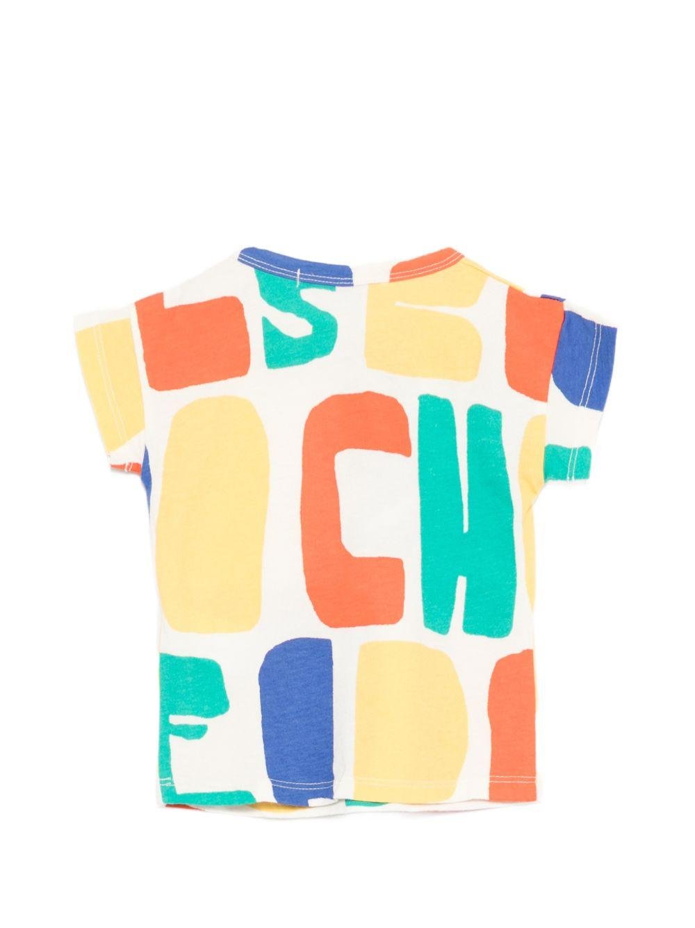 T-shirt per neonato Bobo Choses bianca con stampa logo multicolore - Rubino Kids