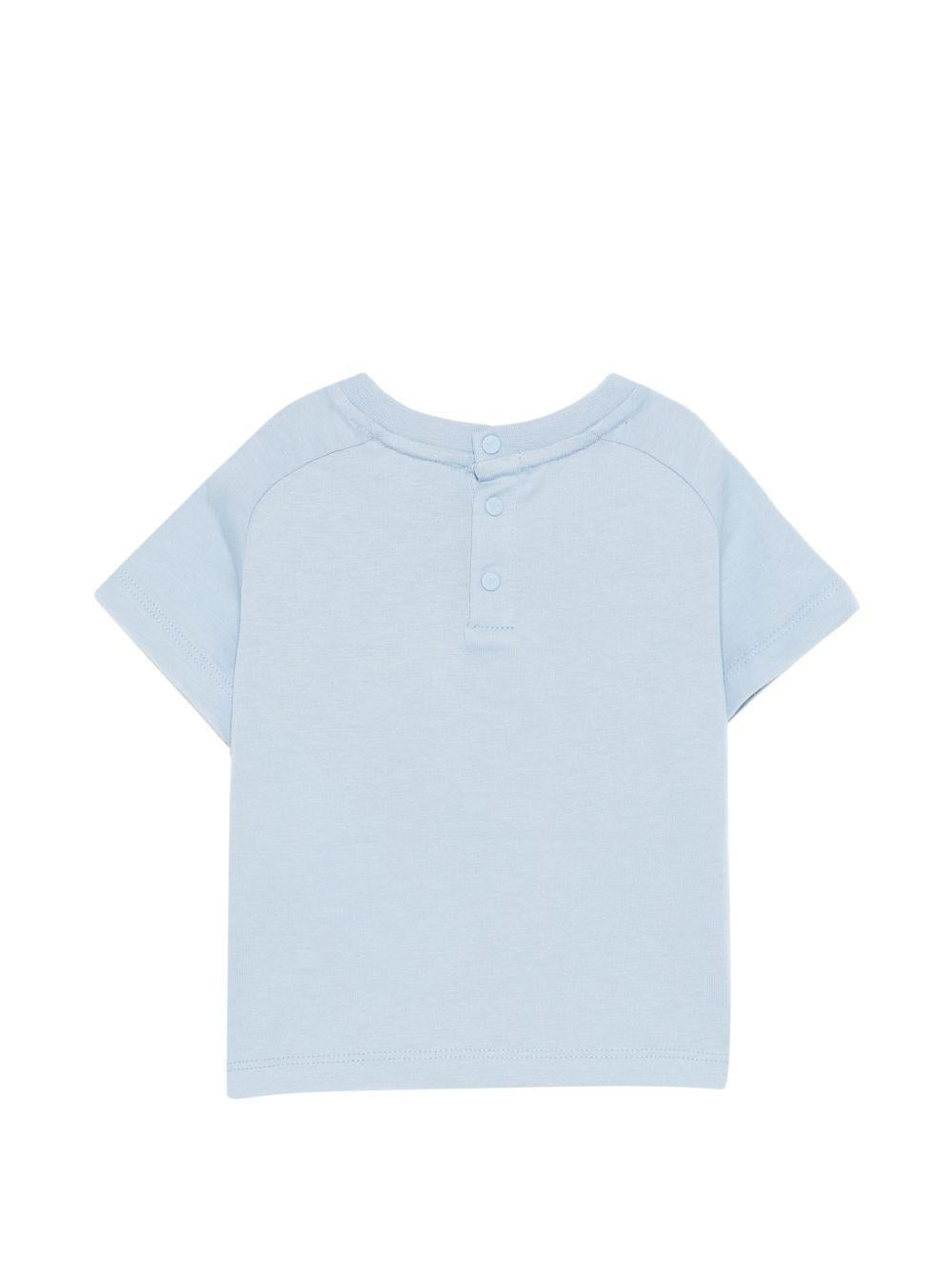 T-shirt per neonato Emporio Armani Kids azzurra con taschino sul petto - Rubino Kids