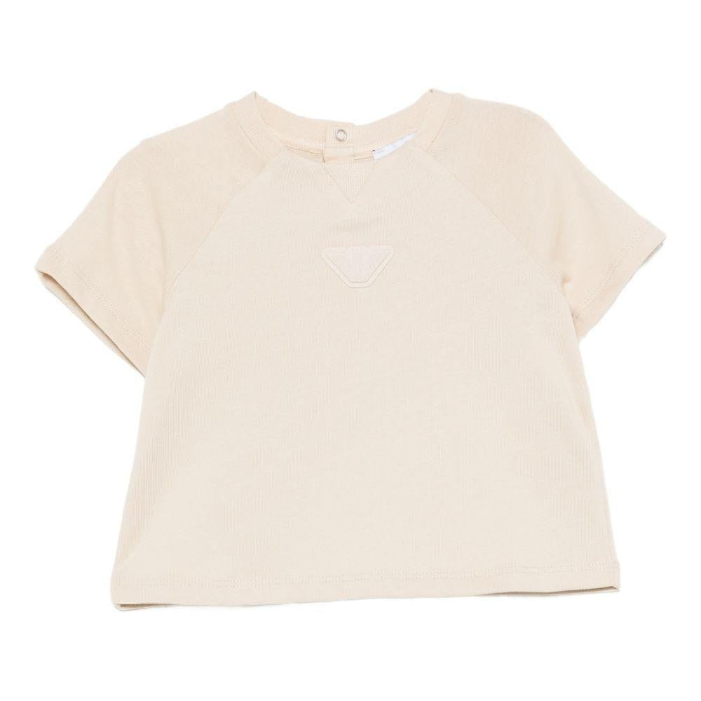 T-shirt per neonato Emporio Armani Kids beige con logo Aquila sul davanti - Rubino Kids