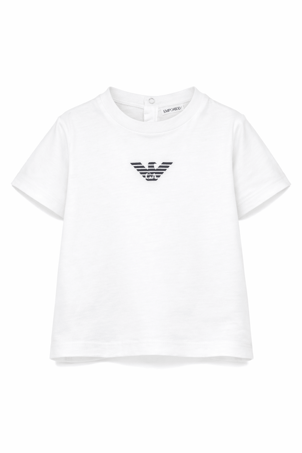 T-shirt per neonato Emporio Armani Kids bianca con logo aquila sul davanti - Rubino Kids
